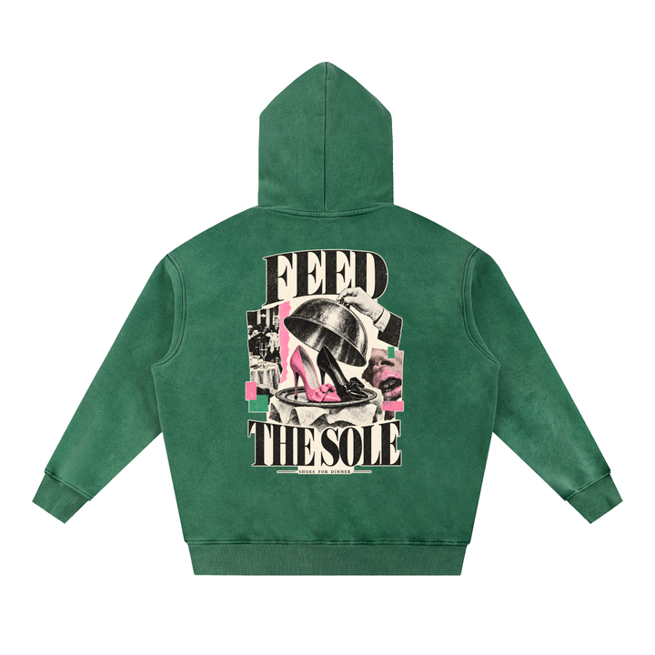 Feed the Sole Collage Oversized Hoodie (Dark Green)